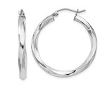 Sterling Silver Twisted Hoop Earrings  1 1/4 inch (3.00mm Thick)